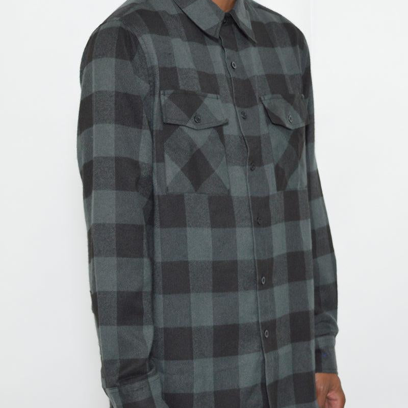 Men's Shirts - Flannels Mens Black Blue Long Sleeve Checkered Flannel