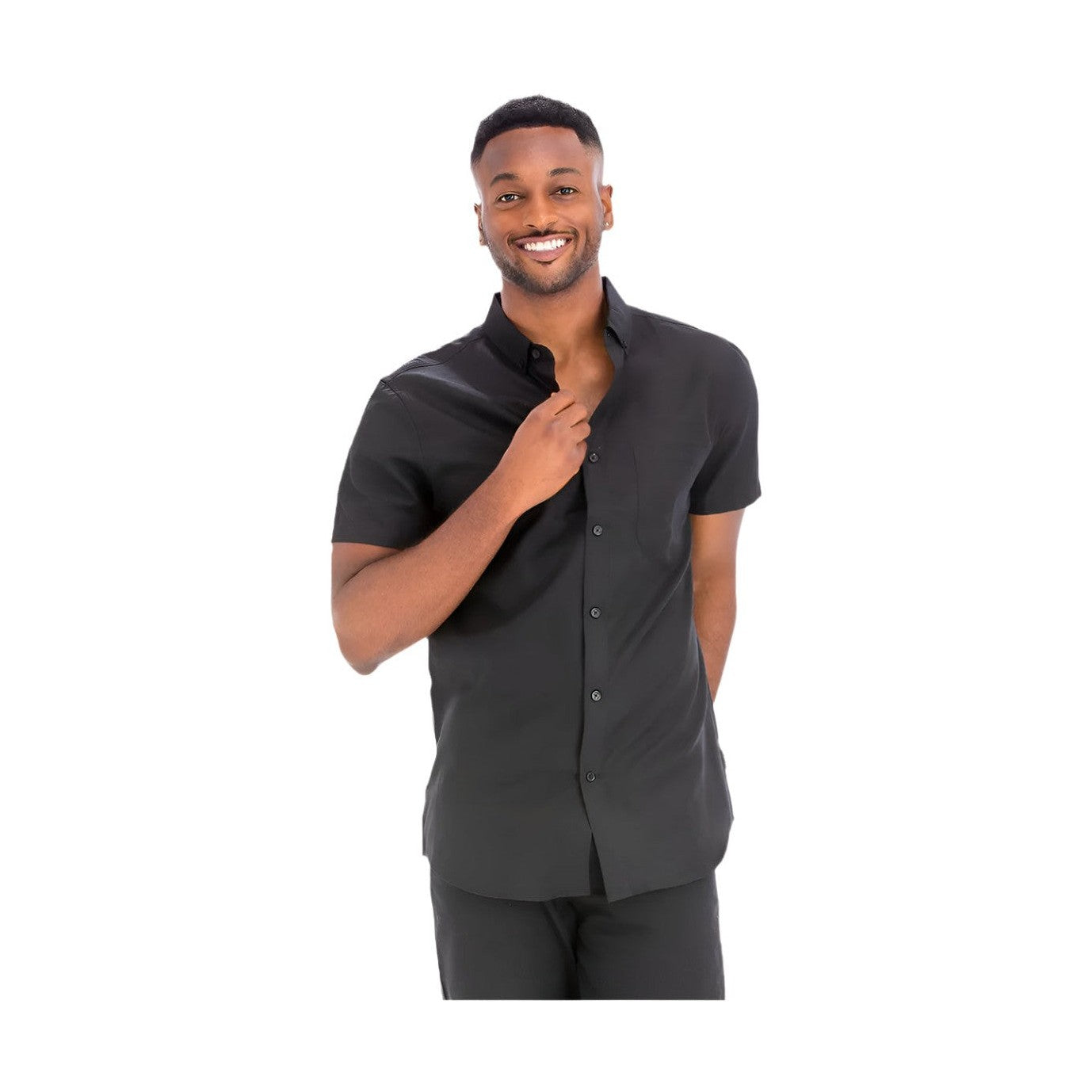 Mens black button up shirt from VacationGrabs designed for a stylish and relaxed fit