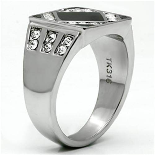 Men's Black Gem Ring from VacationGrabs with Sparkling Accents and Sleek Design