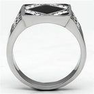 Men's black gem ring with a sleek design and diamond accents, perfect for stylish occasions