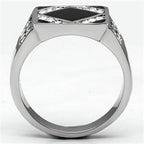 Men's black gem ring with a sleek design and diamond accents, perfect for stylish occasions