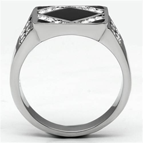 Men's black gem ring with a sleek design and diamond accents, perfect for stylish occasions