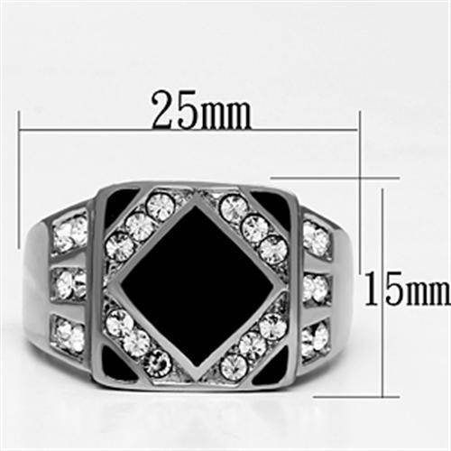 Men's Black Gem Ring with Rhinestone Accents and Stylish Geometric Design from VacationGrabs