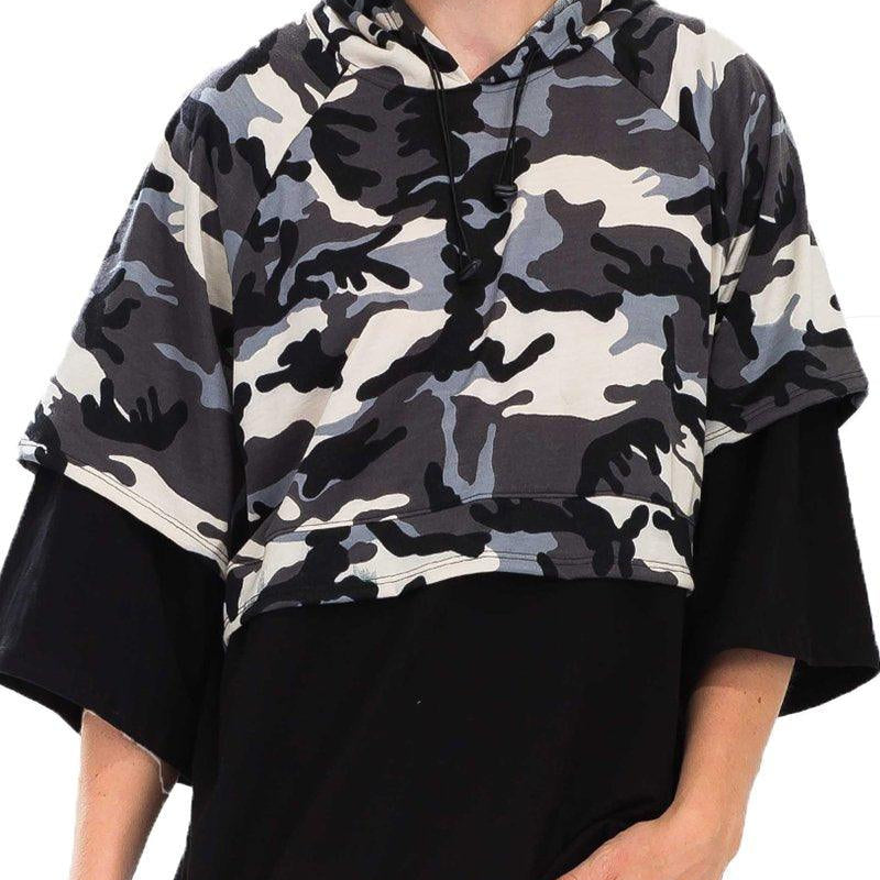 Men's Sweatshirts & Hoodies Mens Black Half Camo French Terry Pullover Shirt