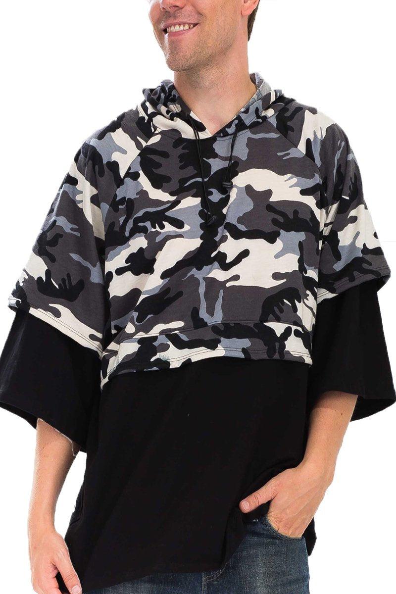 Men's Sweatshirts & Hoodies Mens Black Half Camo French Terry Pullover Shirt