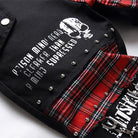 Men's Pants - Jeans Mens Black Jeans Scottish Red Plaid Tartan Patchwork Punk Denim