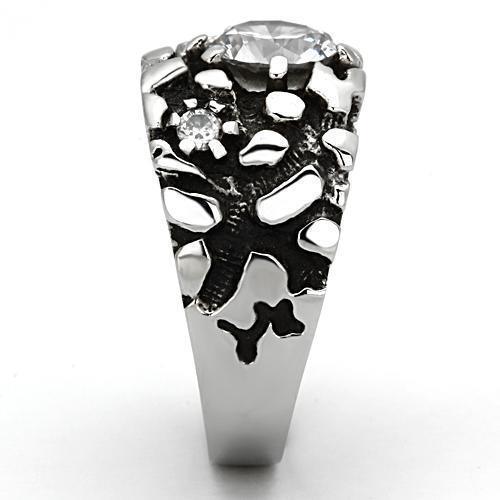 Men's Jewelry - Rings Mens Black Maze Stainless Steel Cubic Zirconia Rings Style No...