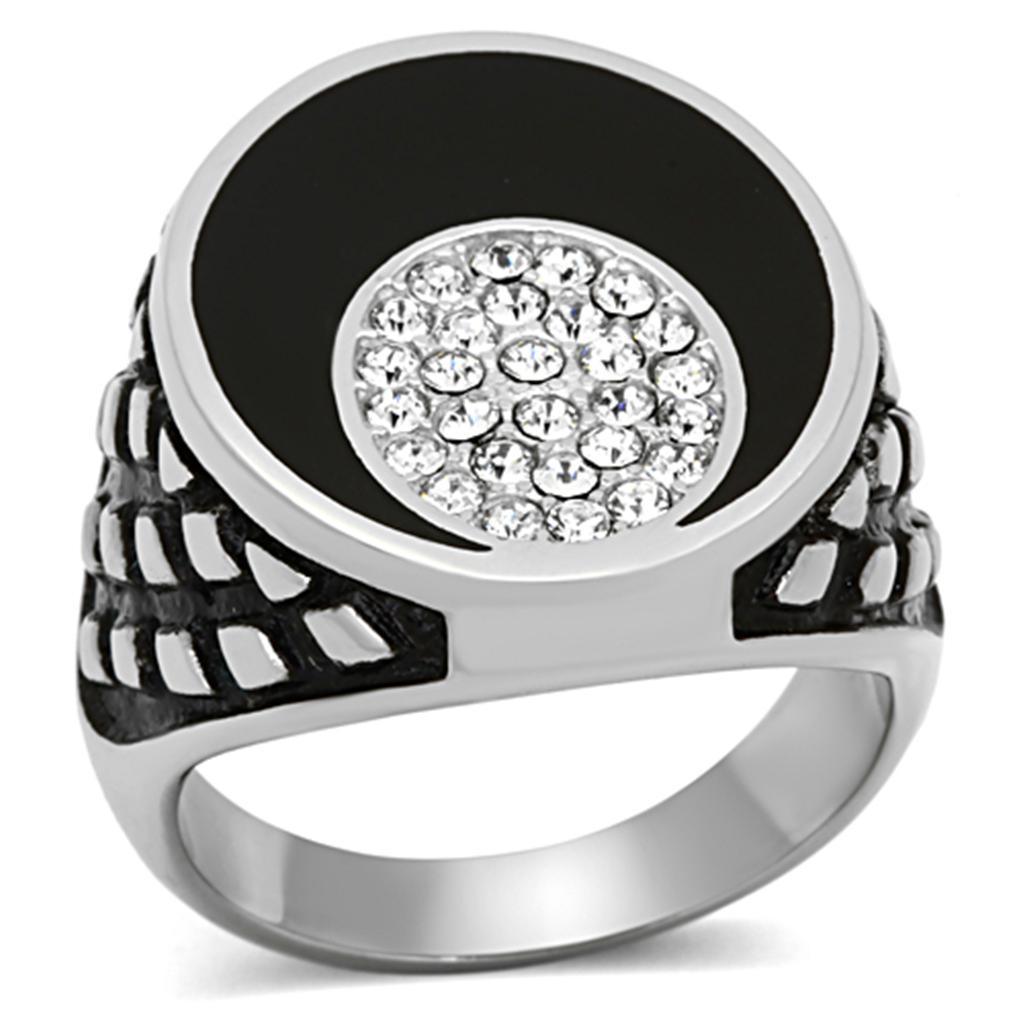 Men's Jewelry - Rings Mens Black Optical Stainless Steel Synthetic Crystal Rings...