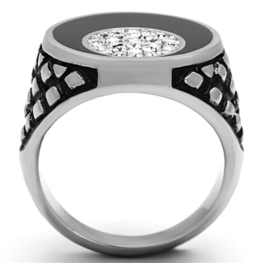 Men's Jewelry - Rings Mens Black Optical Stainless Steel Synthetic Crystal Rings...
