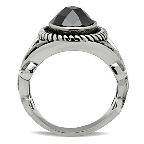 Men's Jewelry - Rings Mens Black Oval Stainless Steel Cubic Zirconia Ring Tk322