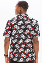 Men's Shirts Mens Black Red And White Hawaiian Button Down Shirt