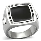 Men's Jewelry - Rings Mens Black Rhinestone Stainless Steel Synthetic Crystal Ring...
