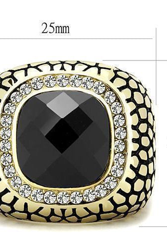 Men's Jewelry - Rings Mens Black Rock Pattern Stainless Steel Synthetic Glass Ring...