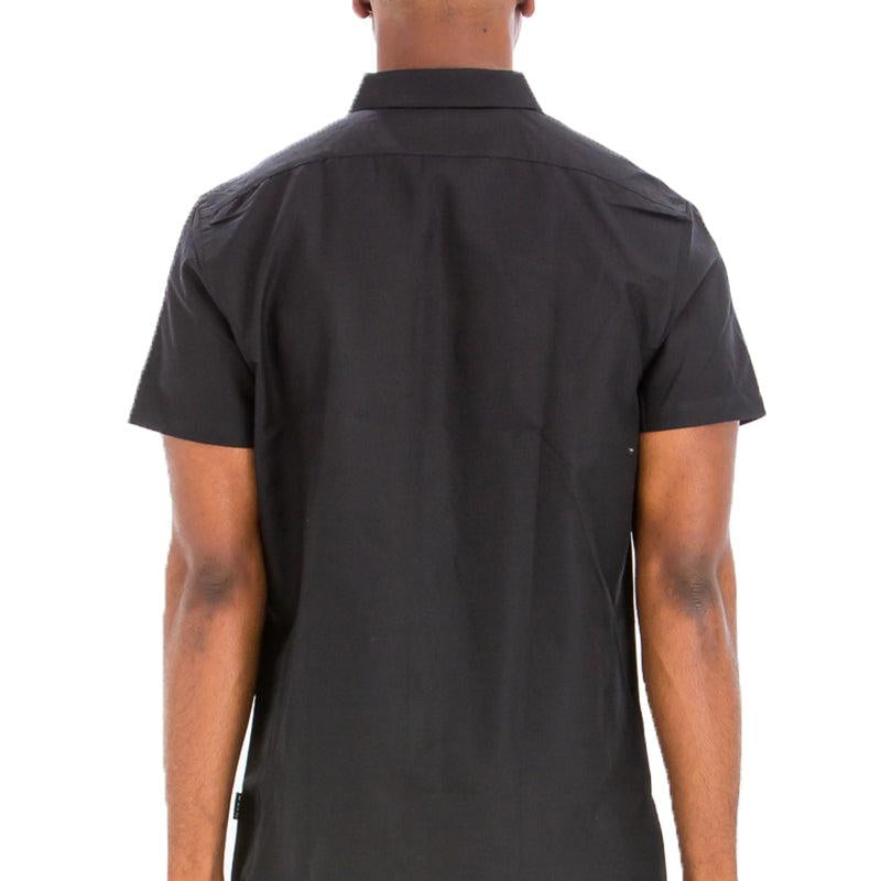 Men's Shirts Mens Black Signature Short Sleeve Button Up Shirt