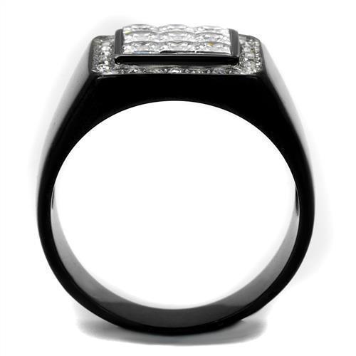 Men's Jewelry - Rings Mens Black Stainless Steel Cubic Zirconia Rings Style No. 2230
