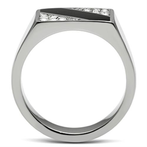 Men's Jewelry - Rings Mens Black Stripe Stainless Steel Synthetic Crystal Rings Tk387