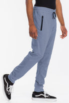 Men's Pants - Joggers Mens Blue Black Trim Heathered Cotton Sweat Pants