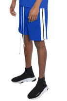 Men's blue striped shorts from VacationGrabs featuring a comfortable fit and stylish design
