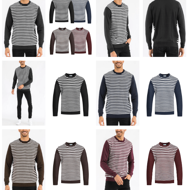 Men's Sweaters Mens Brown Full Front Striped Pullover Sweater
