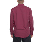 Mens Burgundy Signature Long Sleeve Shirt Button Down - VacationGrabs