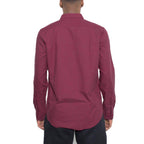 Mens Burgundy Signature Long Sleeve Shirt Button Down - VacationGrabs