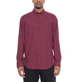 Mens Burgundy Long Sleeve Shirt by VacationGrabs with a classic fit and single chest pocket
