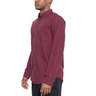 Mens Burgundy Long Sleeve Shirt from VacationGrabs with a classic fit and button-up design