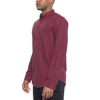 Mens Burgundy Long Sleeve Shirt from VacationGrabs with a classic fit and button-up design