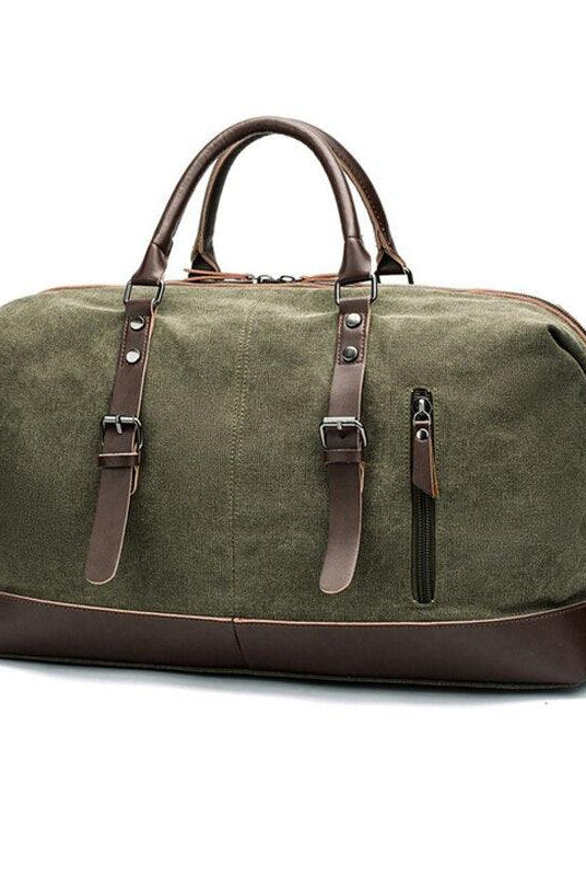 Luggage & Bags - Duffel Mens Canvas Leather Travel Bags Carry On Duffel Overnight...