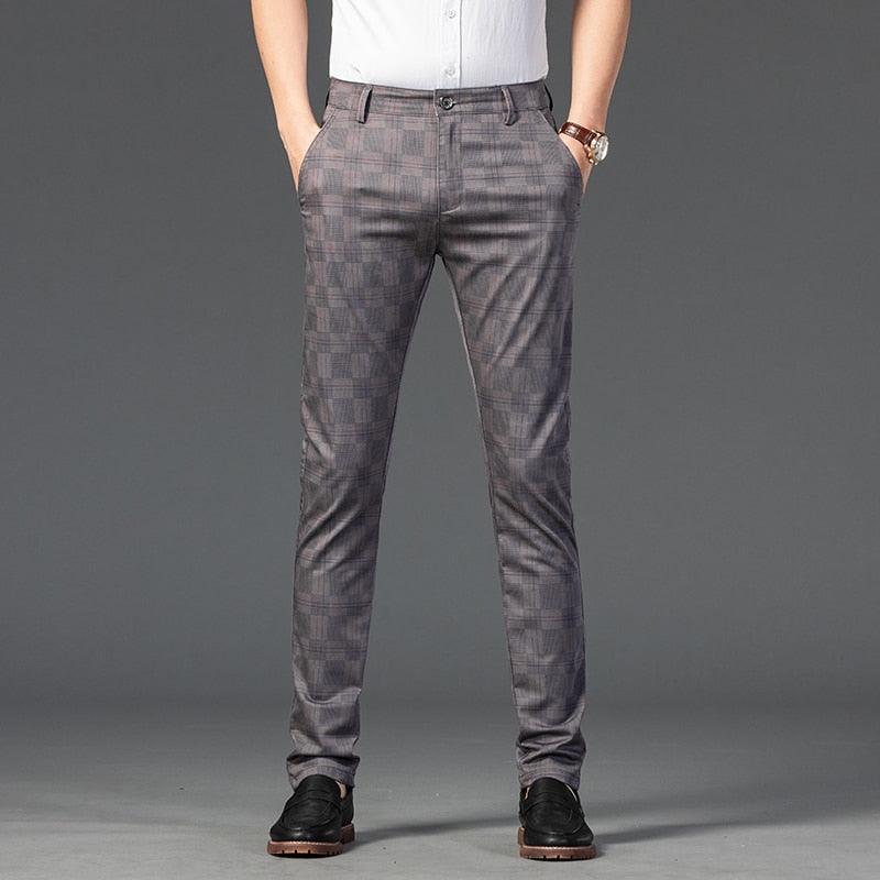 Mens Silver Checkered Dress Pants | Gerardo Collection