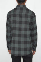 Men's Checkered Flannel Shirt in Black and Gray with Long Sleeves from VacationGrabs