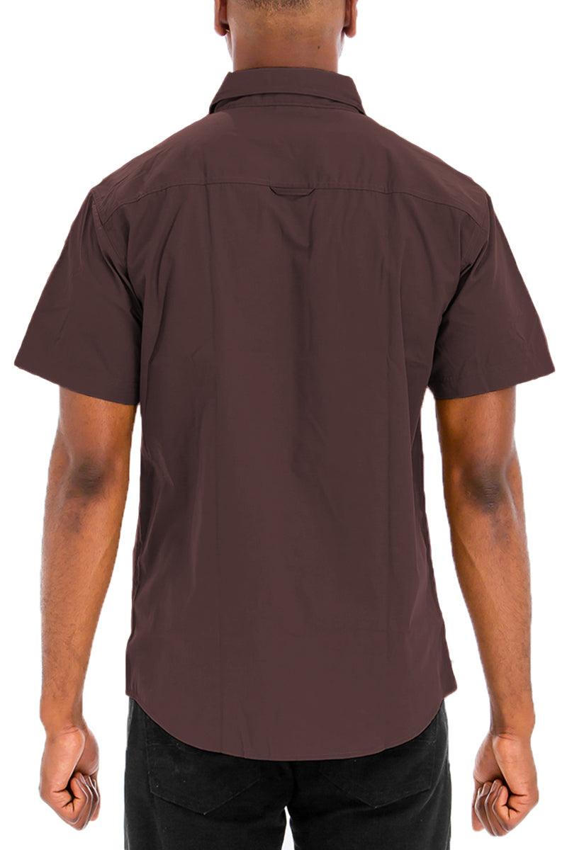 Men's Shirts Mens Chocolate Brown Two Pocket Button Down Shirt