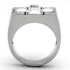 Men's Jewelry - Rings Mens Clear Cross Gem Silver Ring Stainless Steel Synthetic...