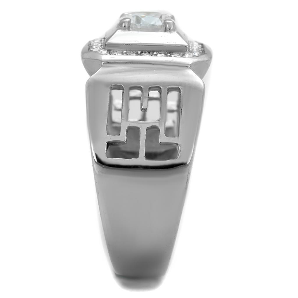 Men's Jewelry - Rings Mens Clear Hollow Out Stainless Steel Cubic Zirconia Ring