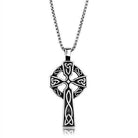 Men's cross necklace high polished with intricate Celtic design and a durable chain