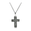 Men's cross necklace high polished with intricate design and silver chain for stylish religious wear
