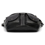 Black leather mens crossbody sling bags with front pockets and adjustable strap for everyday use