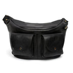 VacationGrabs mens crossbody sling bags in black leather with two front pockets for convenience