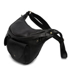 Stylish black leather mens crossbody sling bags with adjustable strap and front pocket