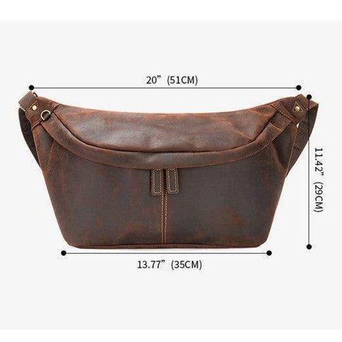 VacationGrabs mens crossbody sling bags in brown leather with adjustable strap and spacious design
