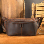 Stylish VacationGrabs mens crossbody sling bags made of durable brown leather with an adjustable strap