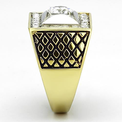 Men's Jewelry - Rings Mens Crystal Black Gold Ring Stainless Steel Gold Cubic Zirconia