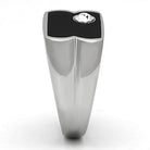 Mens crystal ring with a sleek black surface and a sparkling diamond accent for stylish elegance
