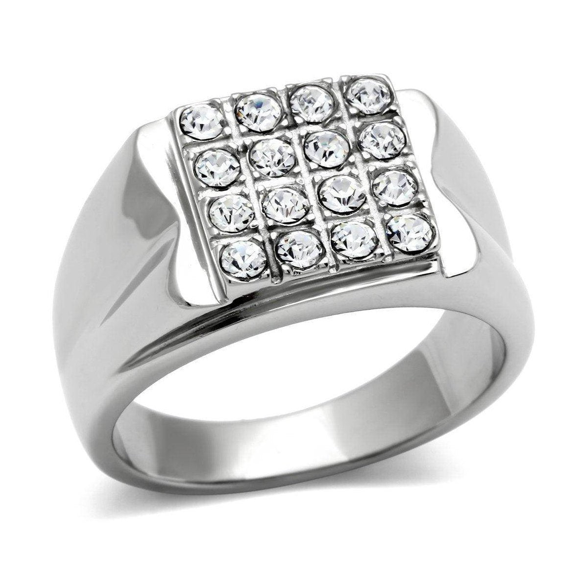 Stylish VacationGrabs mens crystal rings featuring a polished silver finish and sparkling crystals