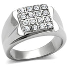 Stylish VacationGrabs mens crystal rings featuring a polished silver finish and sparkling crystals