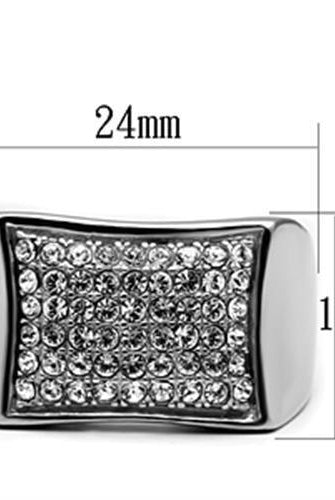 Men's Jewelry - Rings Mens Curved Rectangle Stainless Steel Synthetic Crystal Rings