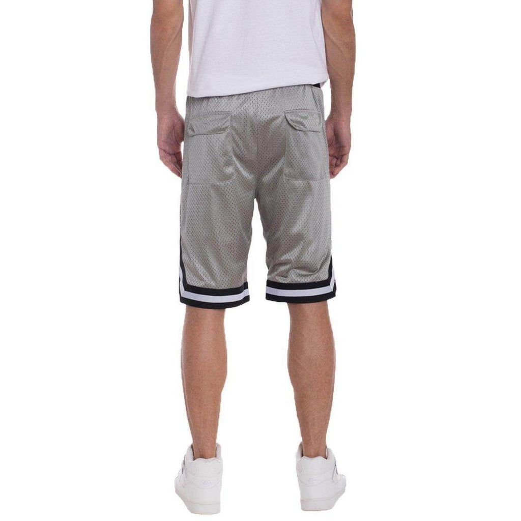Mens Double Mesh Sports Shorts in Gray with Comfortable Fit and Side Pockets