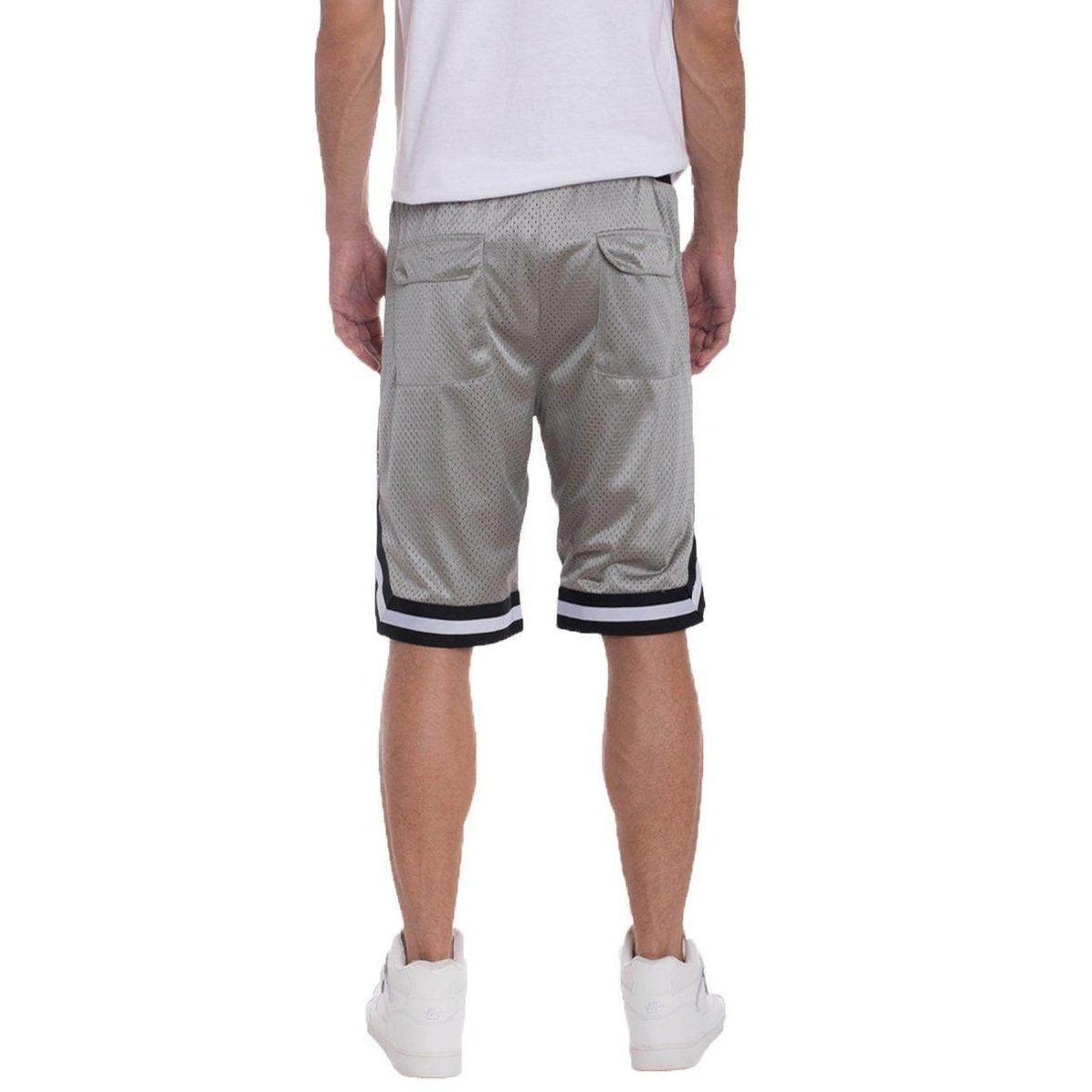Mens Double Mesh Sports Shorts in Gray with Comfortable Fit and Side Pockets