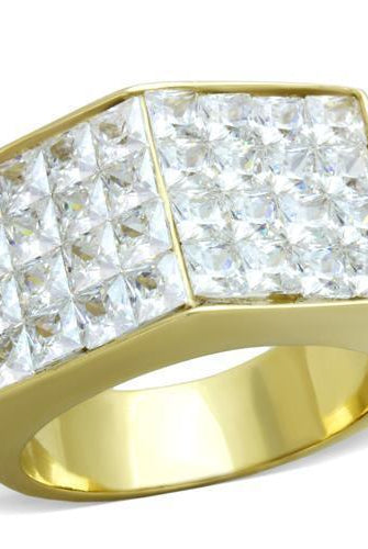 Men's Jewelry - Rings Mens Double Rhinestone Block Stainless Steel Ring