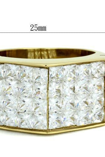 Men's Jewelry - Rings Mens Double Rhinestone Block Stainless Steel Ring